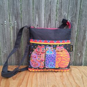 Laurel Burch Cat Canvas Crossbody Bag